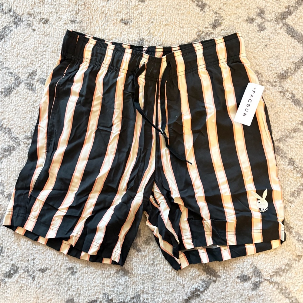 NWT Playboy by PacSun Striped Swim Trunks Men’s Small